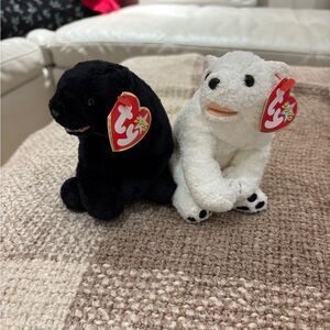 TY Beanie Babies - Cinders and Aurora Black and White Bear Set